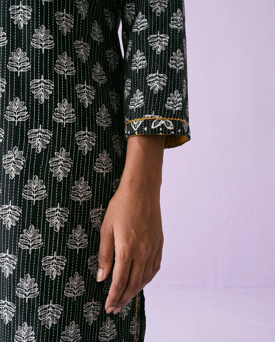 Black Printed Cotton Short Kurti