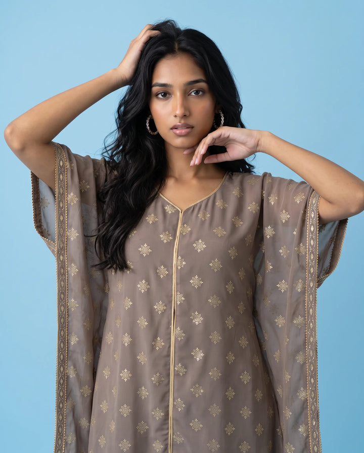 Grey Printed Georgette Kaftan