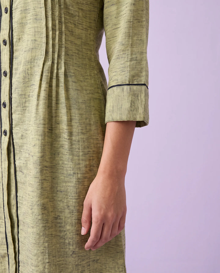 Olive Solid Rayon Blended Straight cut Long Kurta