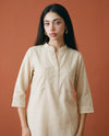 Beige Solid Linen Blended Co-Ord Set