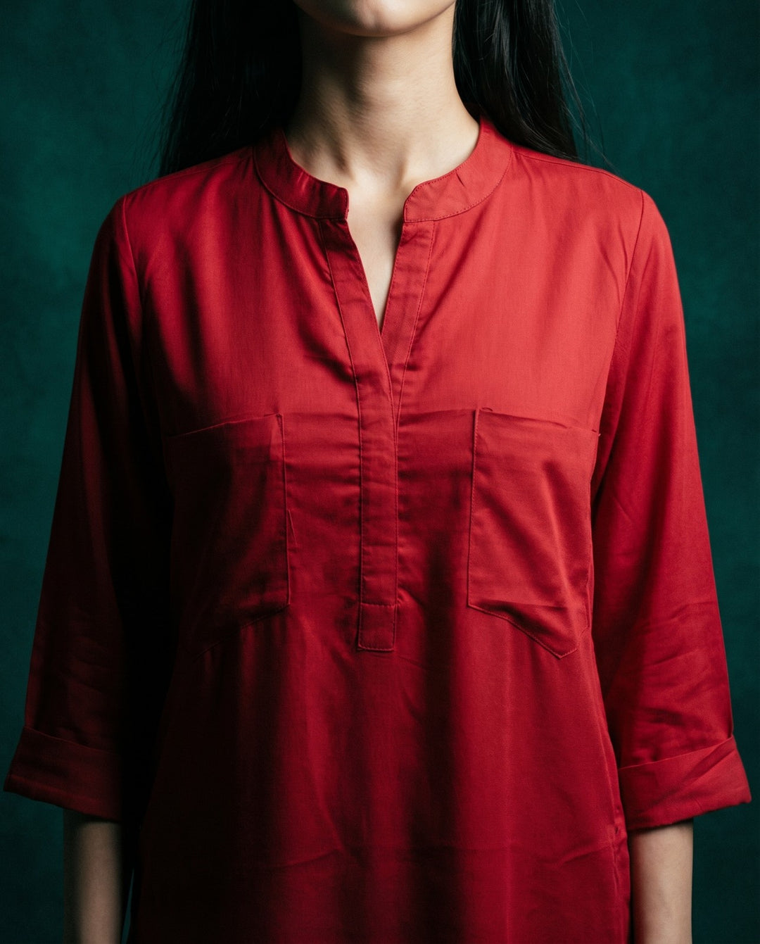 Maroon Solid Cotton Satin Co-Ord Set