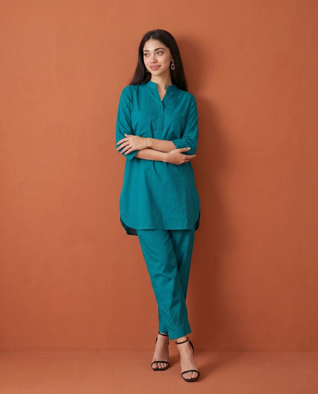Rama Solid Cotton Satin Co-Ord Set
