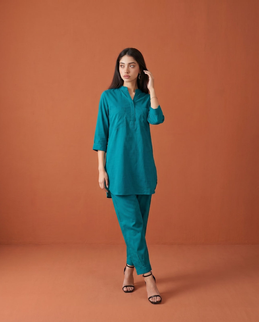 Rama Solid Cotton Satin Co-Ord Set