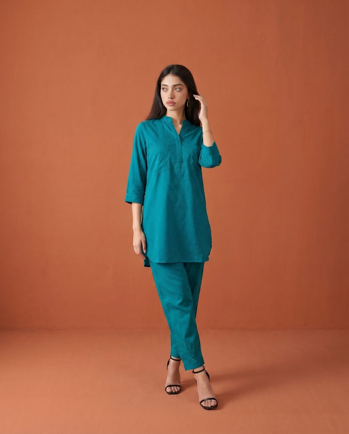 Rama Solid Cotton Satin Co-Ord Set