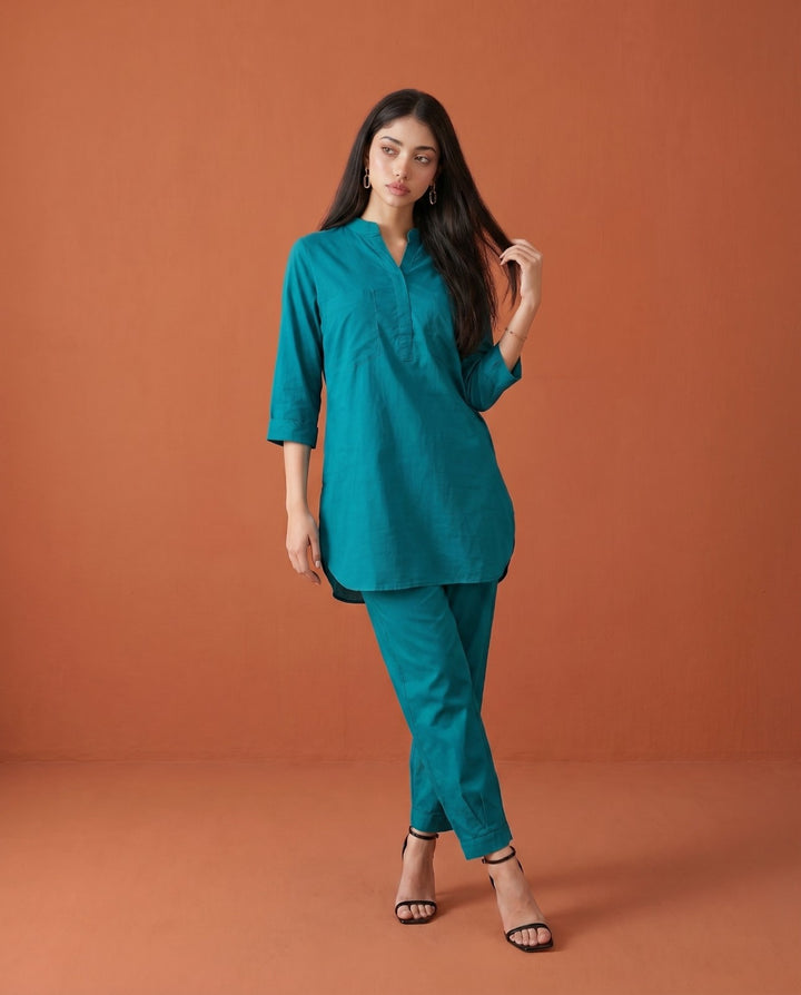 Rama Solid Cotton Satin Co-Ord Set