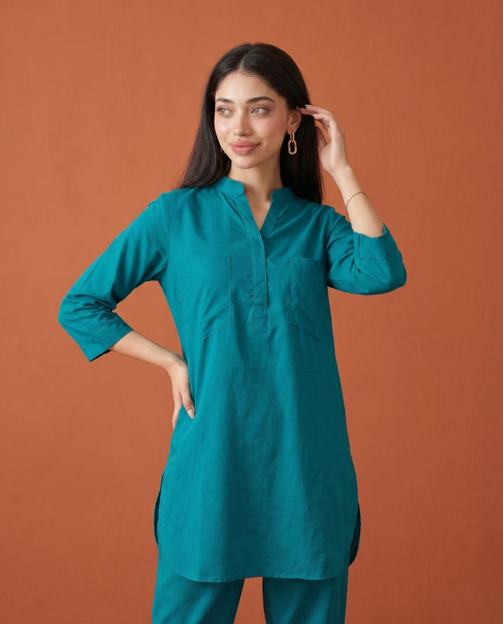 Rama Solid Cotton Satin Co-Ord Set