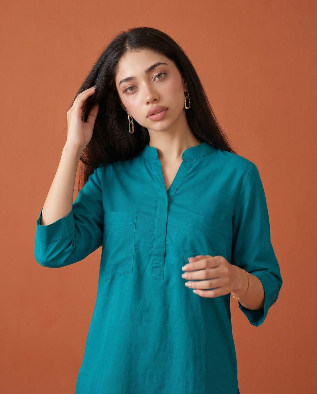 Rama Solid Cotton Satin Co-Ord Set