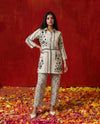 White Printed Viscose Blended Co-Ord Set