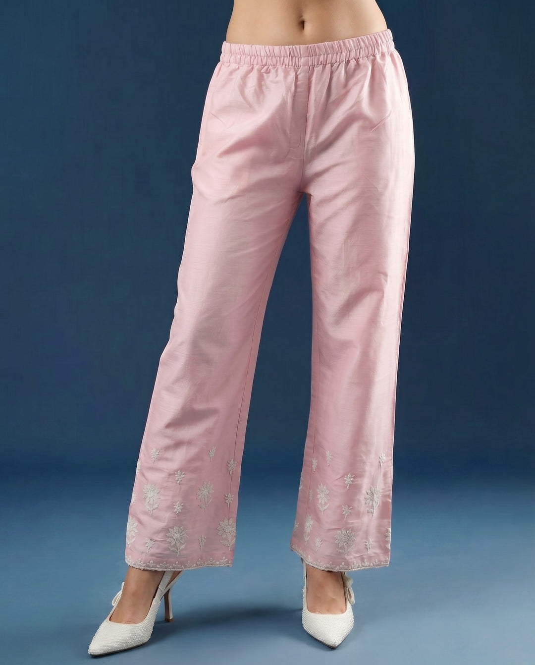 Pink Chikankari Embroidered Viscose Blended Lucknowi Co-Ord Set