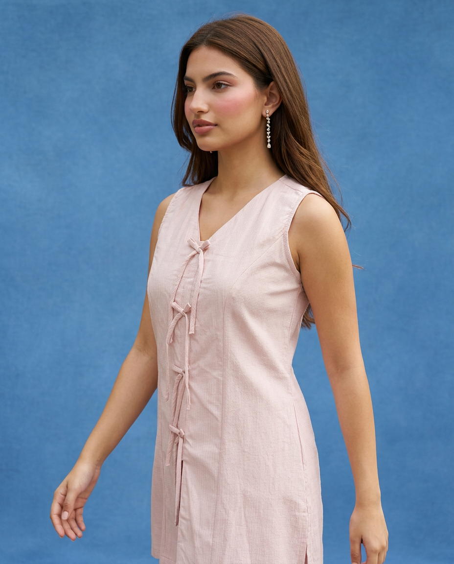 Pink Solid Viscose Blended Korean Style Co-Ord Set