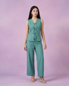 Green Solid Viscose Blended Korean Style Co-Ord Set
