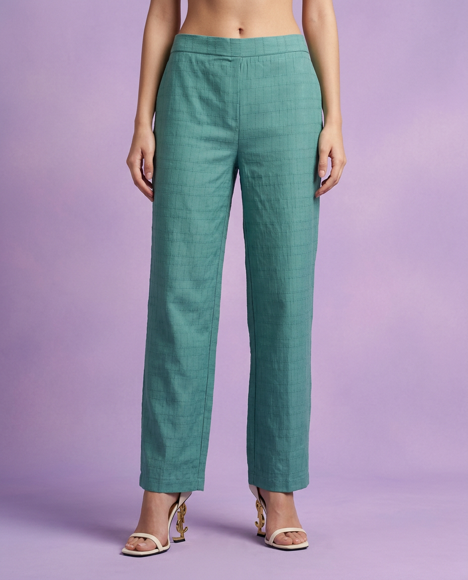 Green Solid Viscose Blended Korean Style Co-Ord Set
