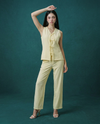 Yellow Solid Viscose Blended Korean Style Co-Ord Set