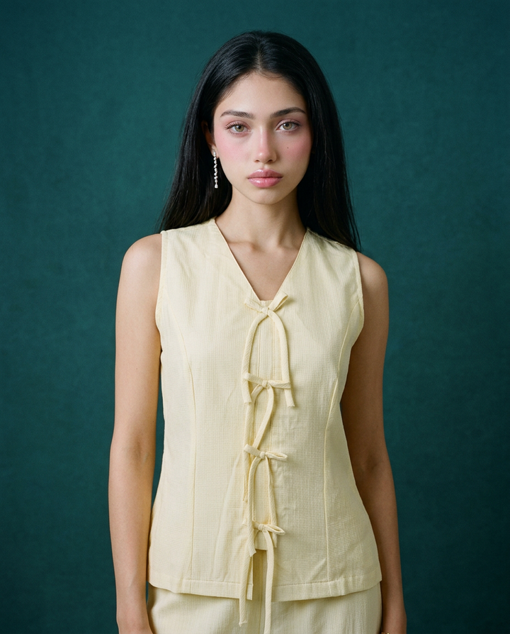 Yellow Solid Viscose Blended Korean Style Co-Ord Set