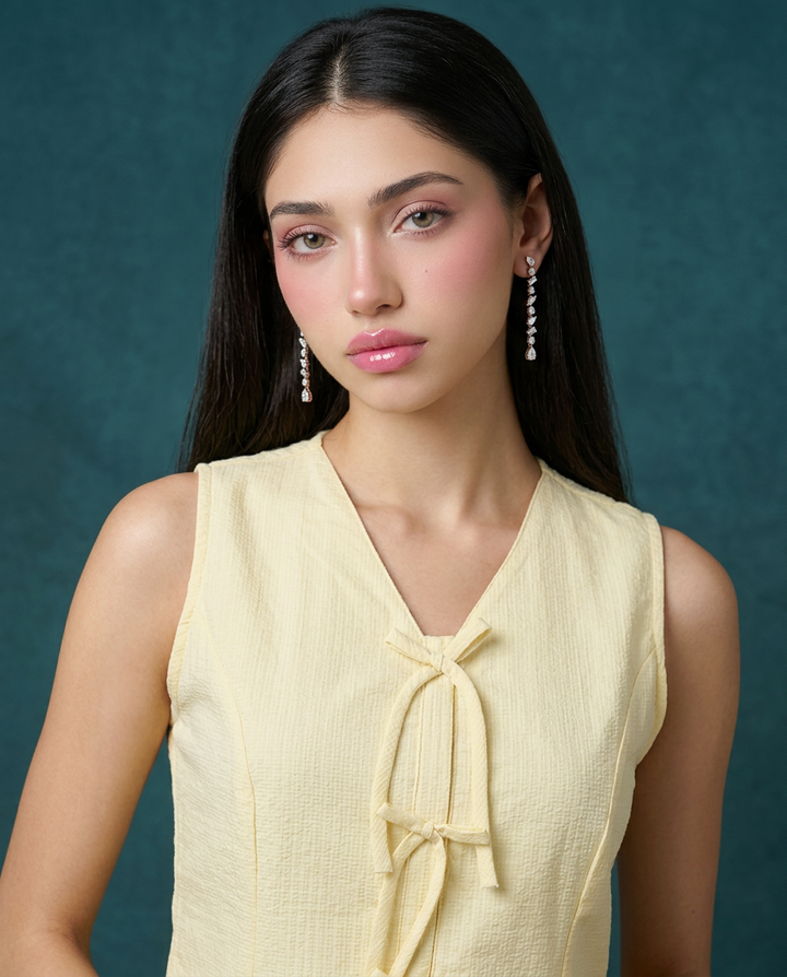 Yellow Solid Viscose Blended Korean Style Co-Ord Set