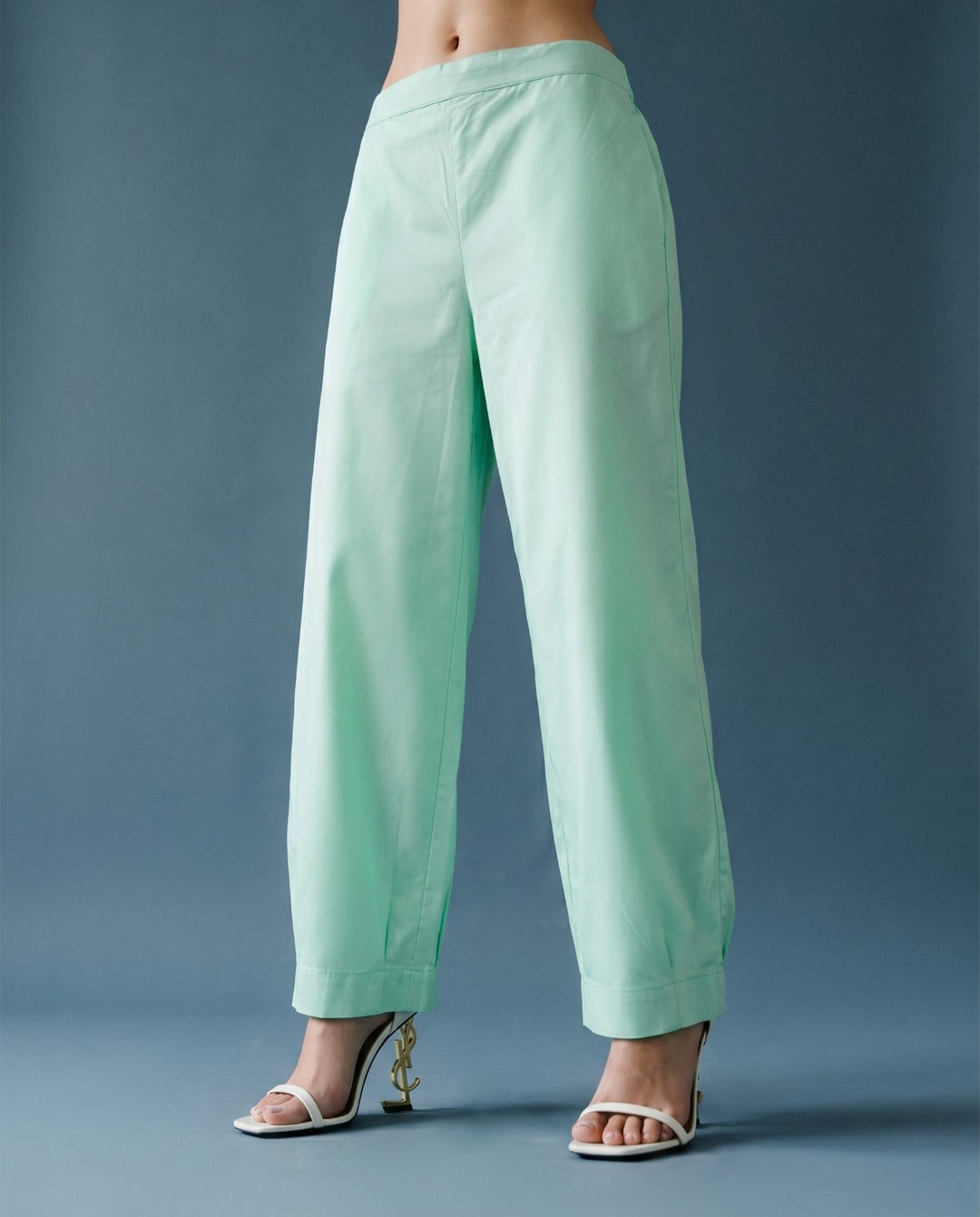 Sea Green Solid Cotton Satin Co-Ord Set