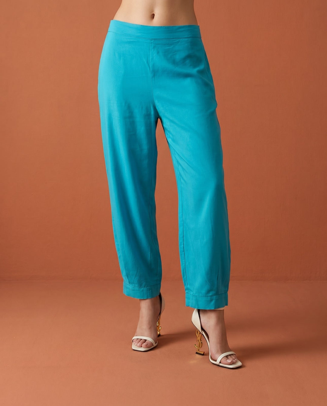 Turquoise Green Solid Cotton Satin Co-Ord Set