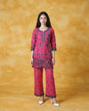 Magenta Embroidered Viscose Blended Co-Ord Set