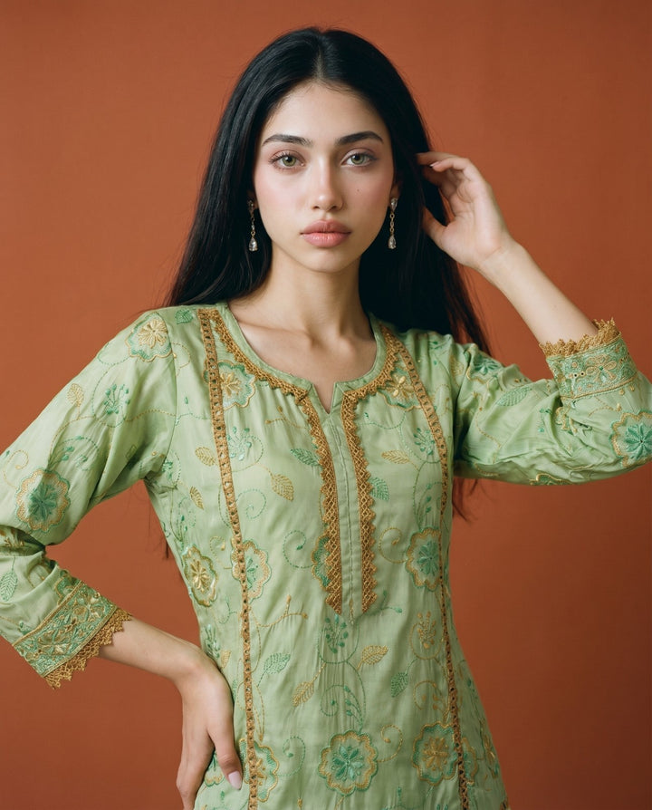 Pista Embroidered Viscose Blended Co-Ord Set
