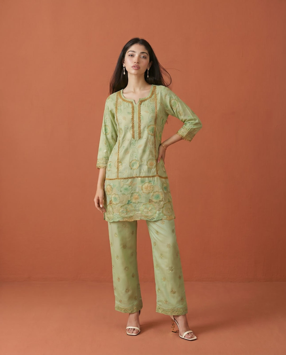 Pista Embroidered Viscose Blended Co-Ord Set