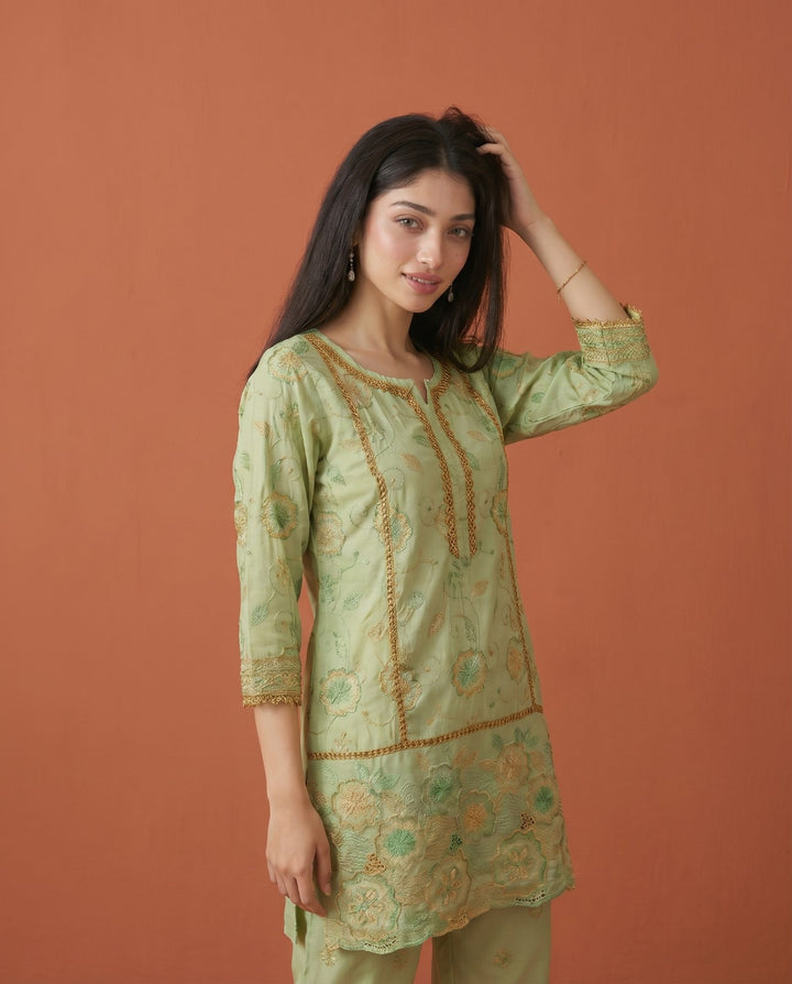 Pista Embroidered Viscose Blended Co-Ord Set
