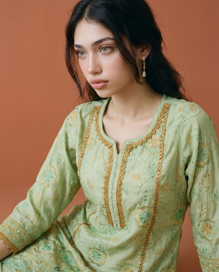Pista Embroidered Viscose Blended Co-Ord Set