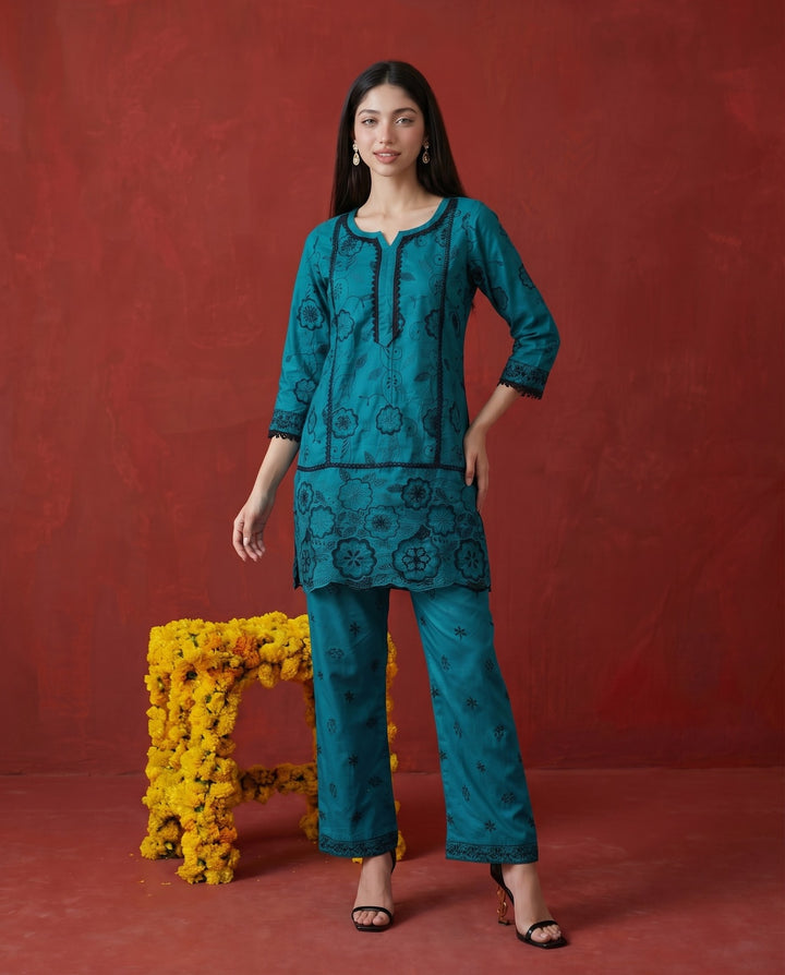 Rama Embroidered Viscose Blended Co-Ord Set
