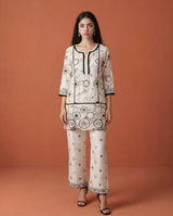 White Embroidered Viscose Blended Co-Ord Set