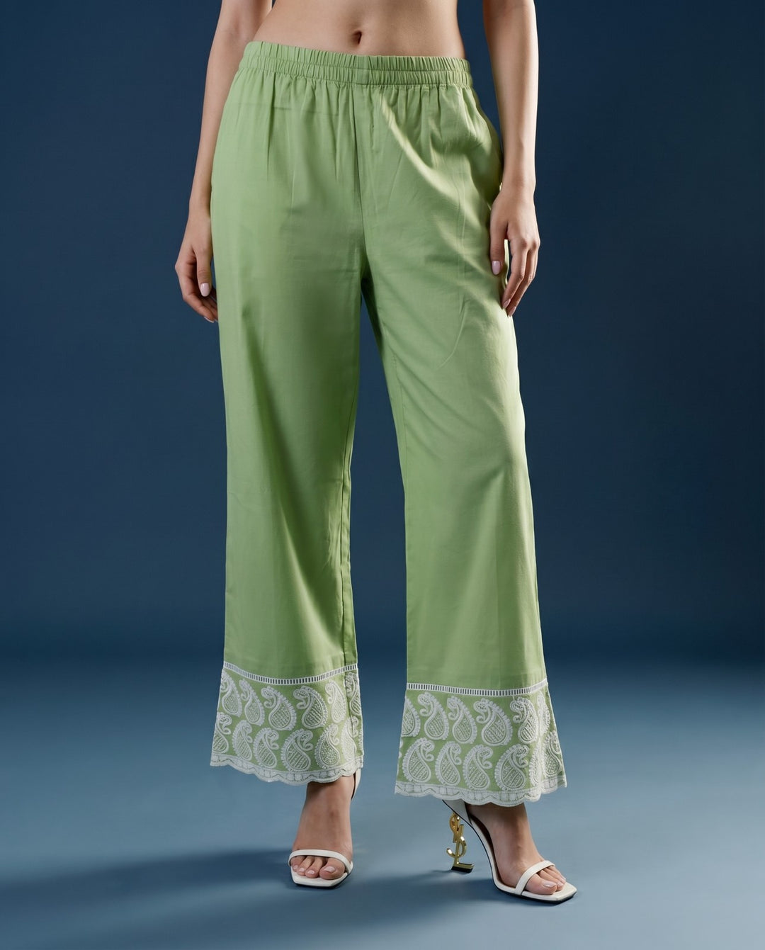 Green Embroidered Cotton Co-Ord Set