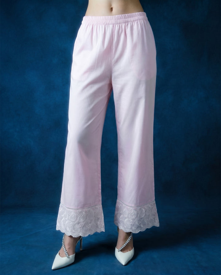 Pink Embroidered Cotton Co-Ord Set