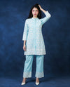 Sky Blue Embroidered Cotton Co-Ord Set