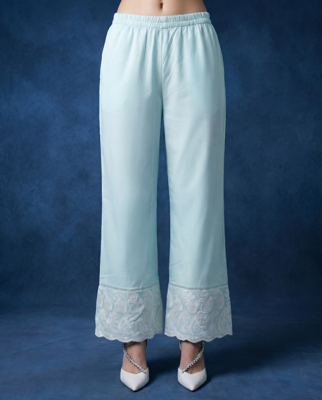 Sky Blue Embroidered Cotton Co-Ord Set