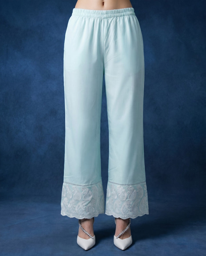 Sky Blue Embroidered Cotton Co-Ord Set