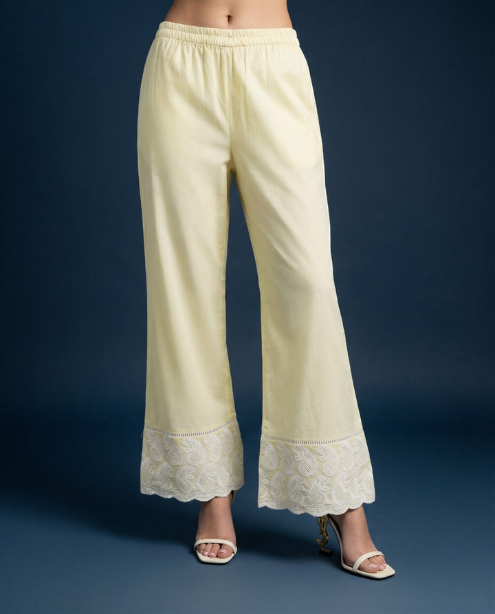 Yellow Embroidered Cotton Co-Ord Set