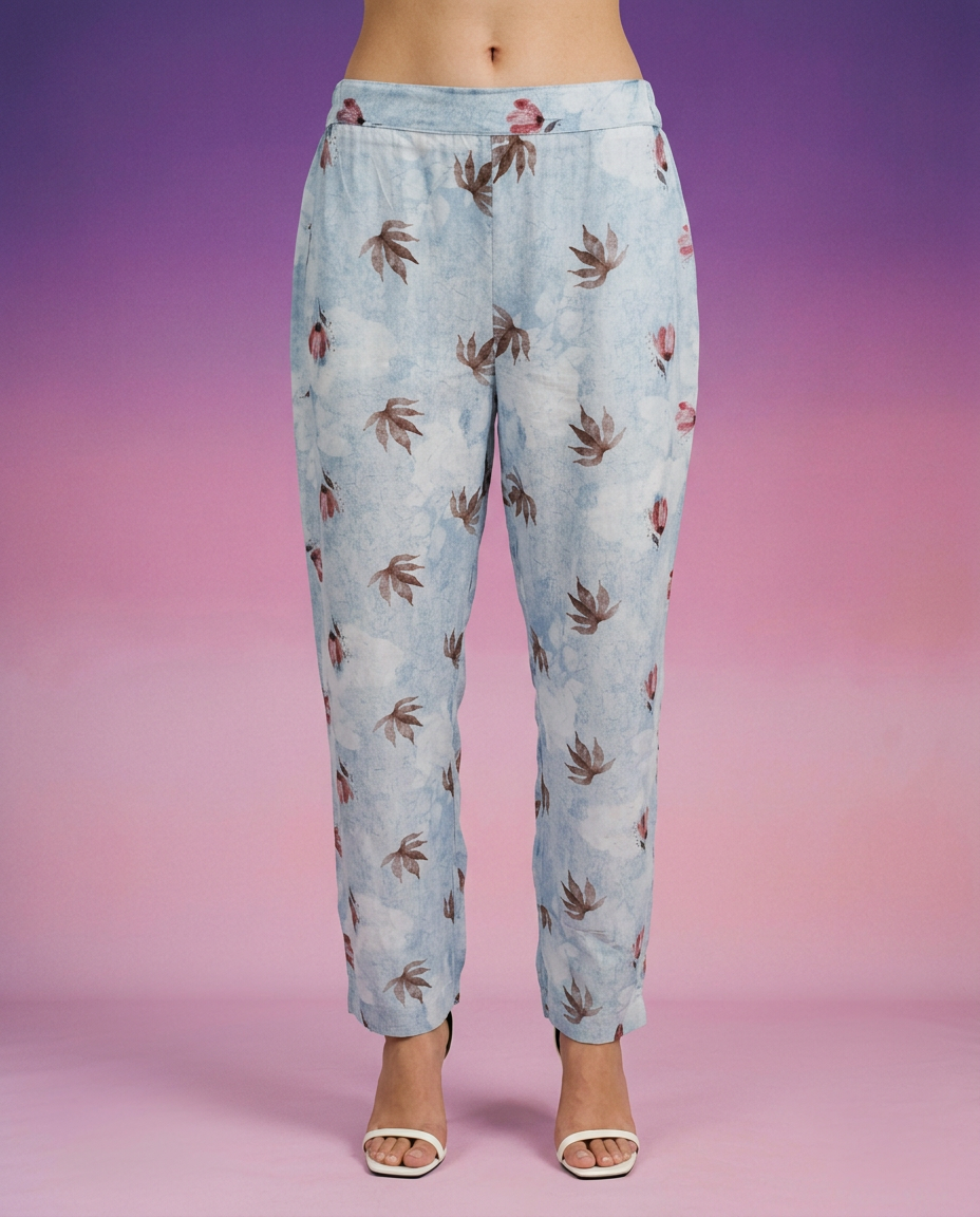 Grey Printed Crepe Silk Co-Ord Set