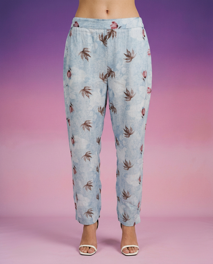 Grey Printed Crepe Silk Co-Ord Set