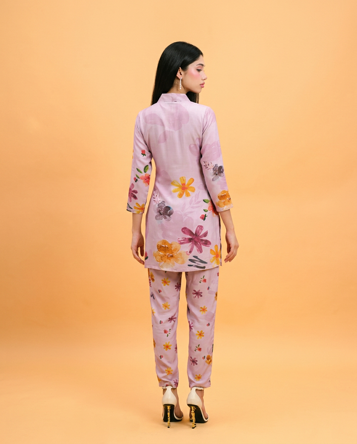 Violet Printed Crepe Silk Co-Ord Set