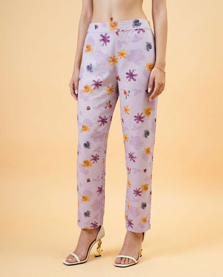 Violet Printed Crepe Silk Co-Ord Set