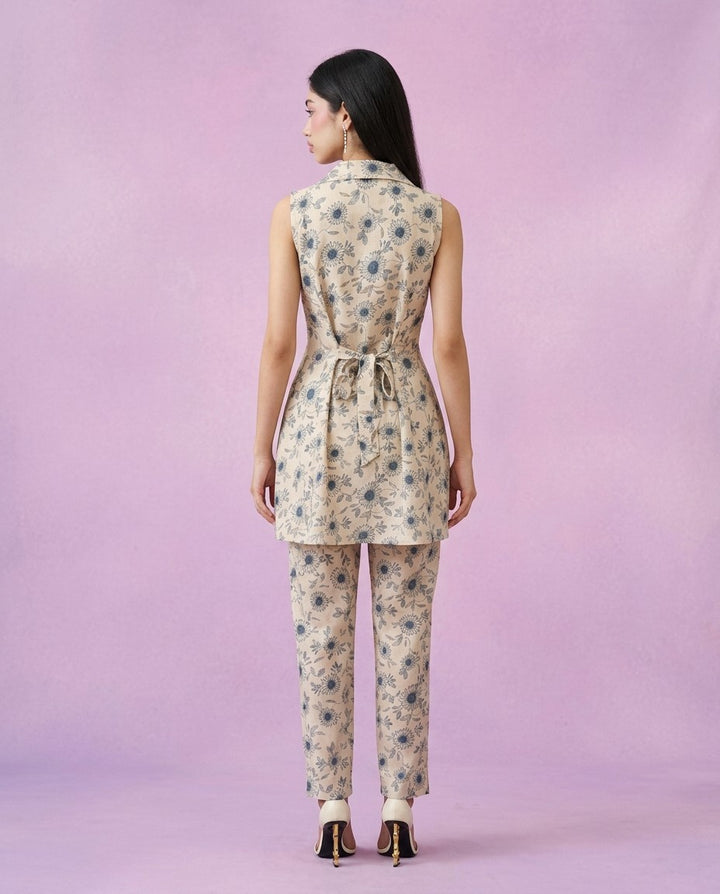 Blue Printed Viscose Blended Co-Ord Set