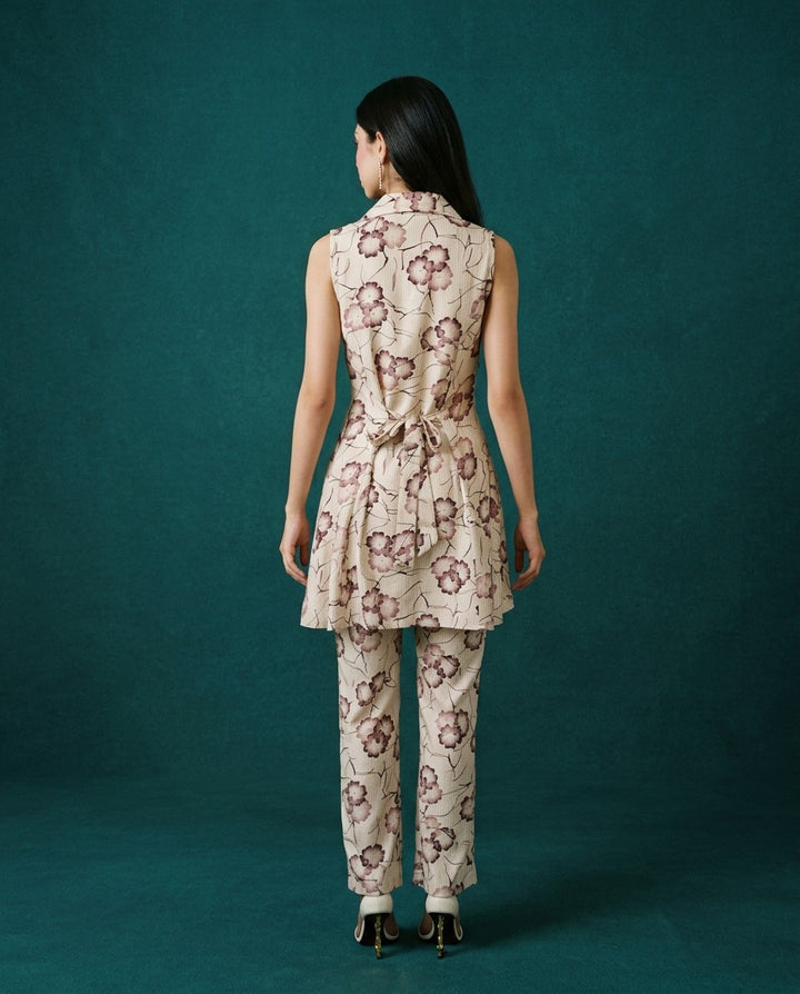 Maroon Printed Viscose Blended Co-Ord Set