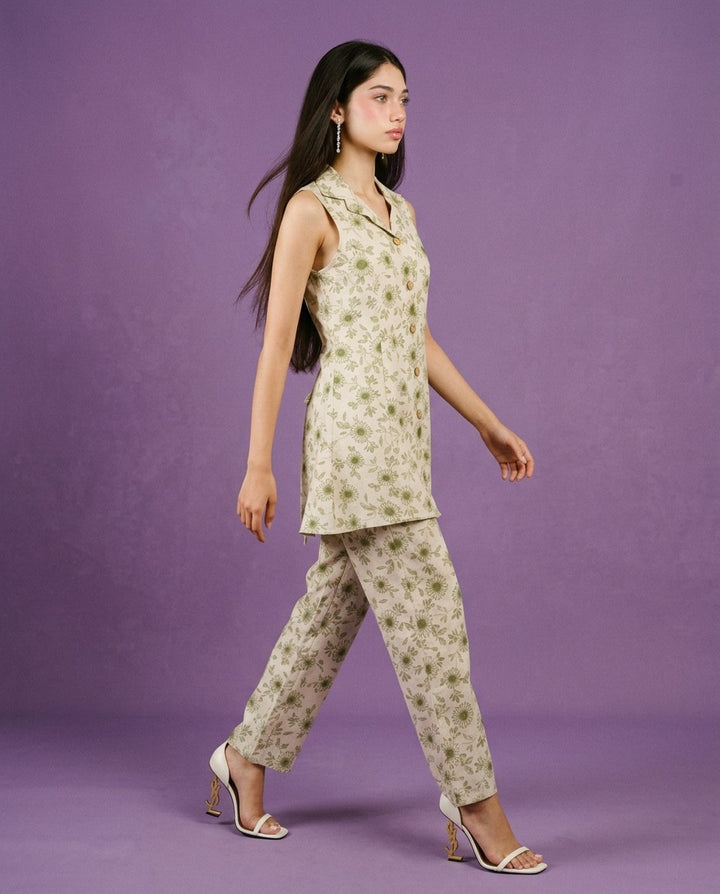 Green Printed Viscose Blended Co-Ord Set