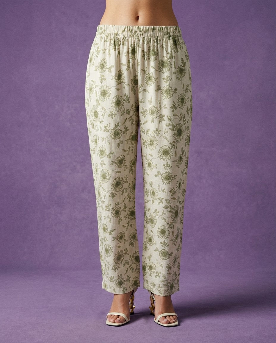 Green Printed Viscose Blended Co-Ord Set