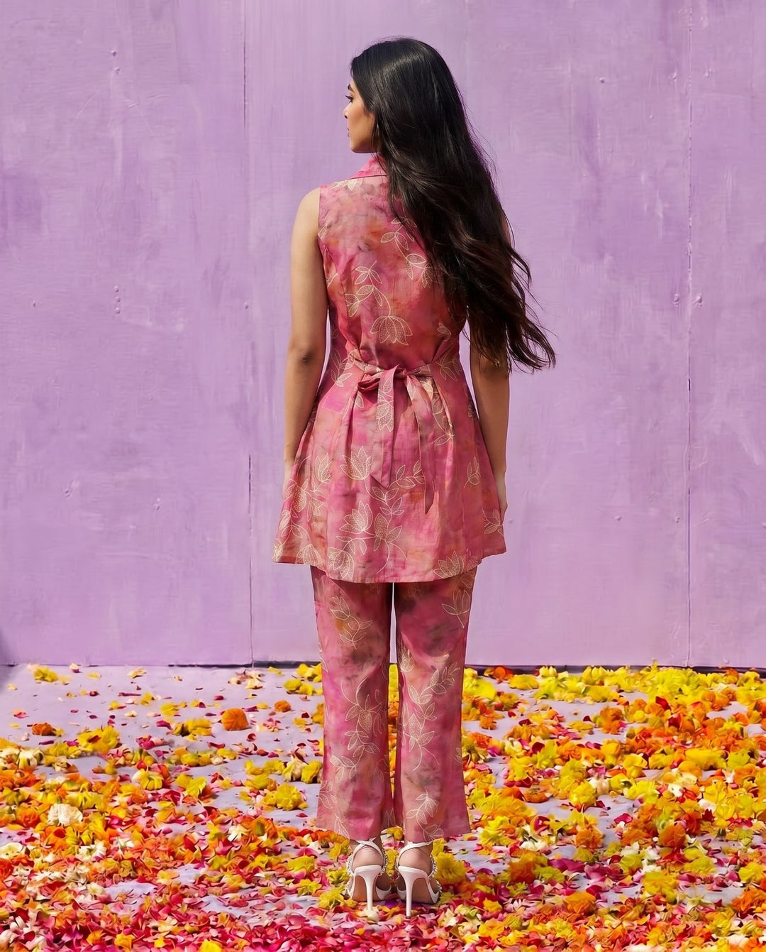 Pink Printed Viscose Blended Co-Ord Set