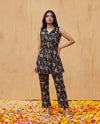 Navy Printed Viscose Blended Co-Ord Set