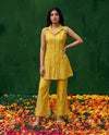 Yellow Printed Viscose Blended Co-Ord Set