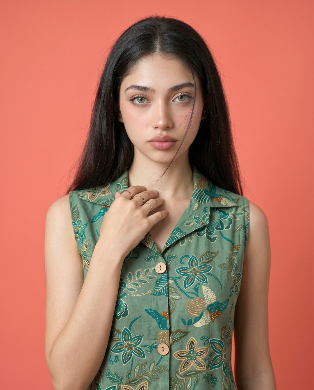 Green Printed Viscose Blended Co-Ord Set