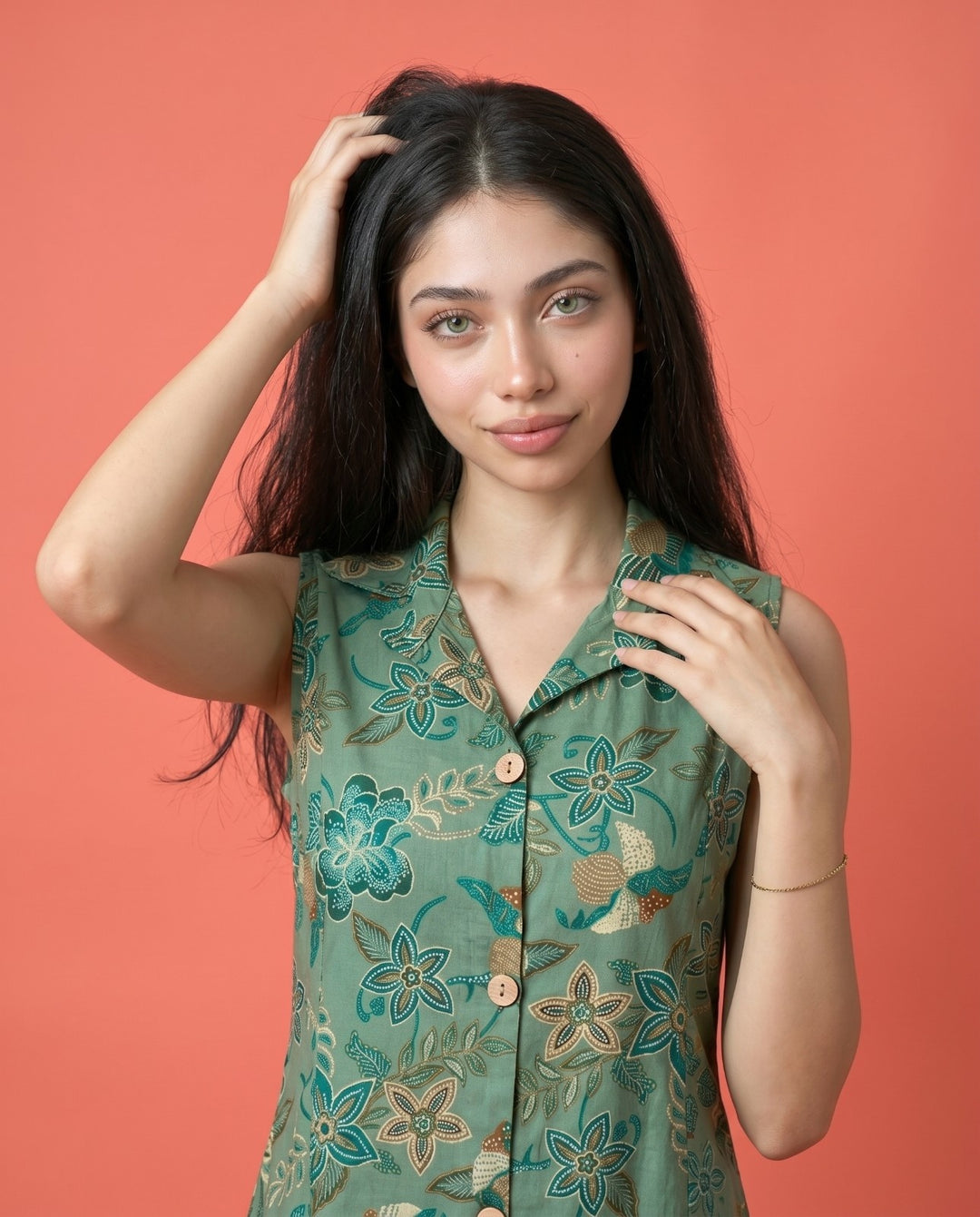 Green Printed Viscose Blended Co-Ord Set
