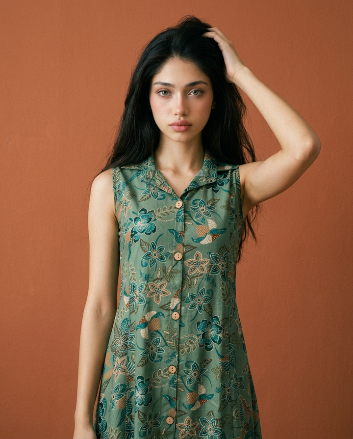 Green Printed Viscose Blended Co-Ord Set