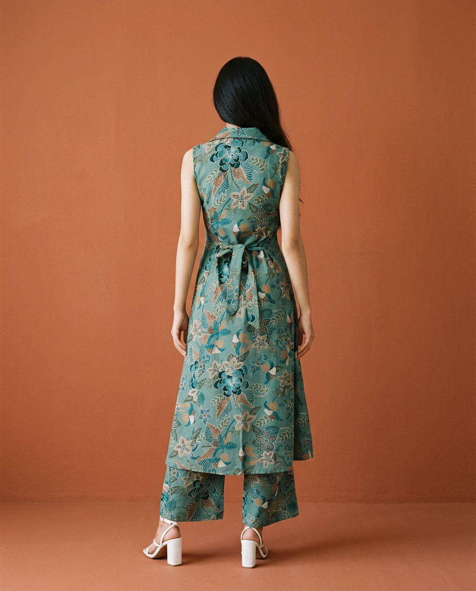 Green Printed Viscose Blended Co-Ord Set