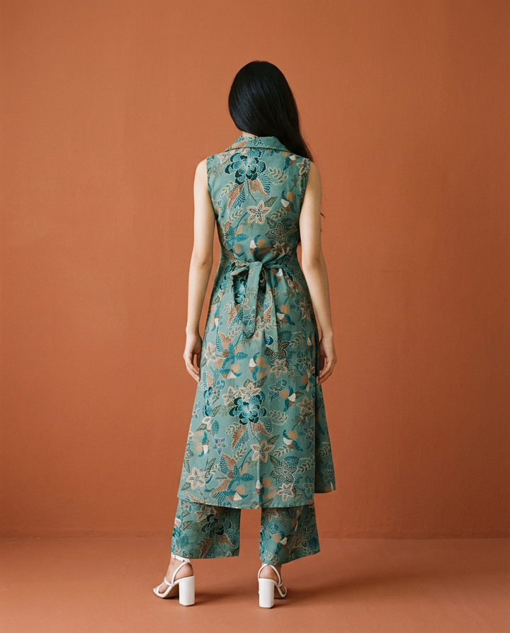 Green Printed Viscose Blended Co-Ord Set